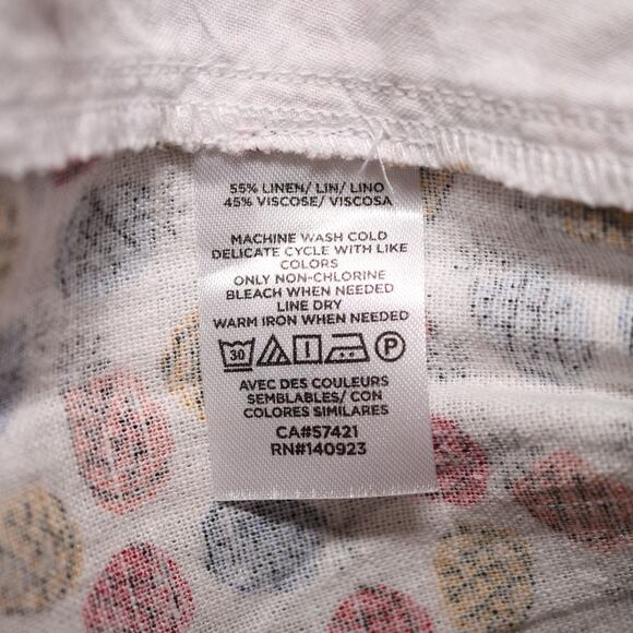 Loft Linen Blend Pineapple Print Pull On Skirt With Pockets White Multi Size M - Picture 7 of 8